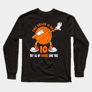 10 Year Old Happy 10th Birthday Basketball 10th Birthday Long Sleeve T-Shirt